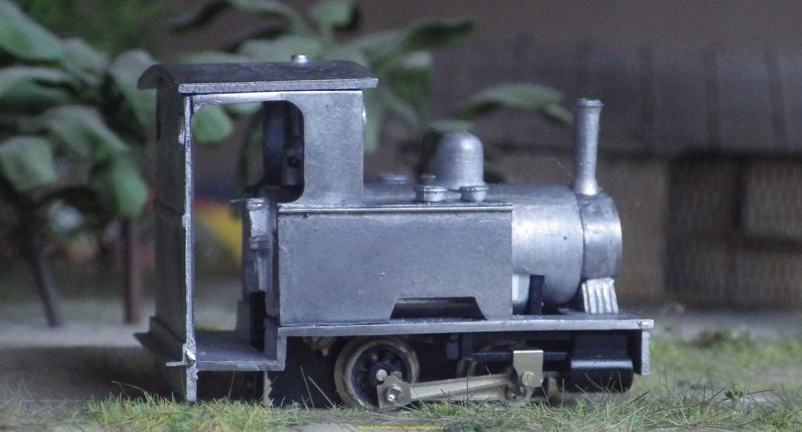 David's N Drive Bagnall.jpg - David Churchill's built but unpainted N-Drive Bagnall "Central" 0-4-0T running on the chassis supplied with the kit. (photo © David Churchill)