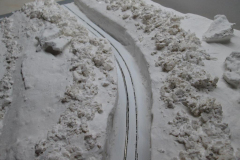 Tim's snow 1&2.jpg - Latest developments on Tim Williams' Show Scene,  where the area to the sides of the 'cut' now show evidence of chaps working to clear the snow with shovels. (photo © Tim Williams)